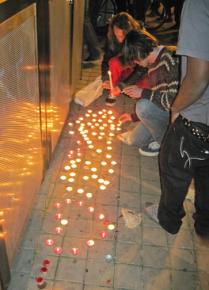 Activists created a memorial for the victim of a shooting near the Occupy Oakland encampment